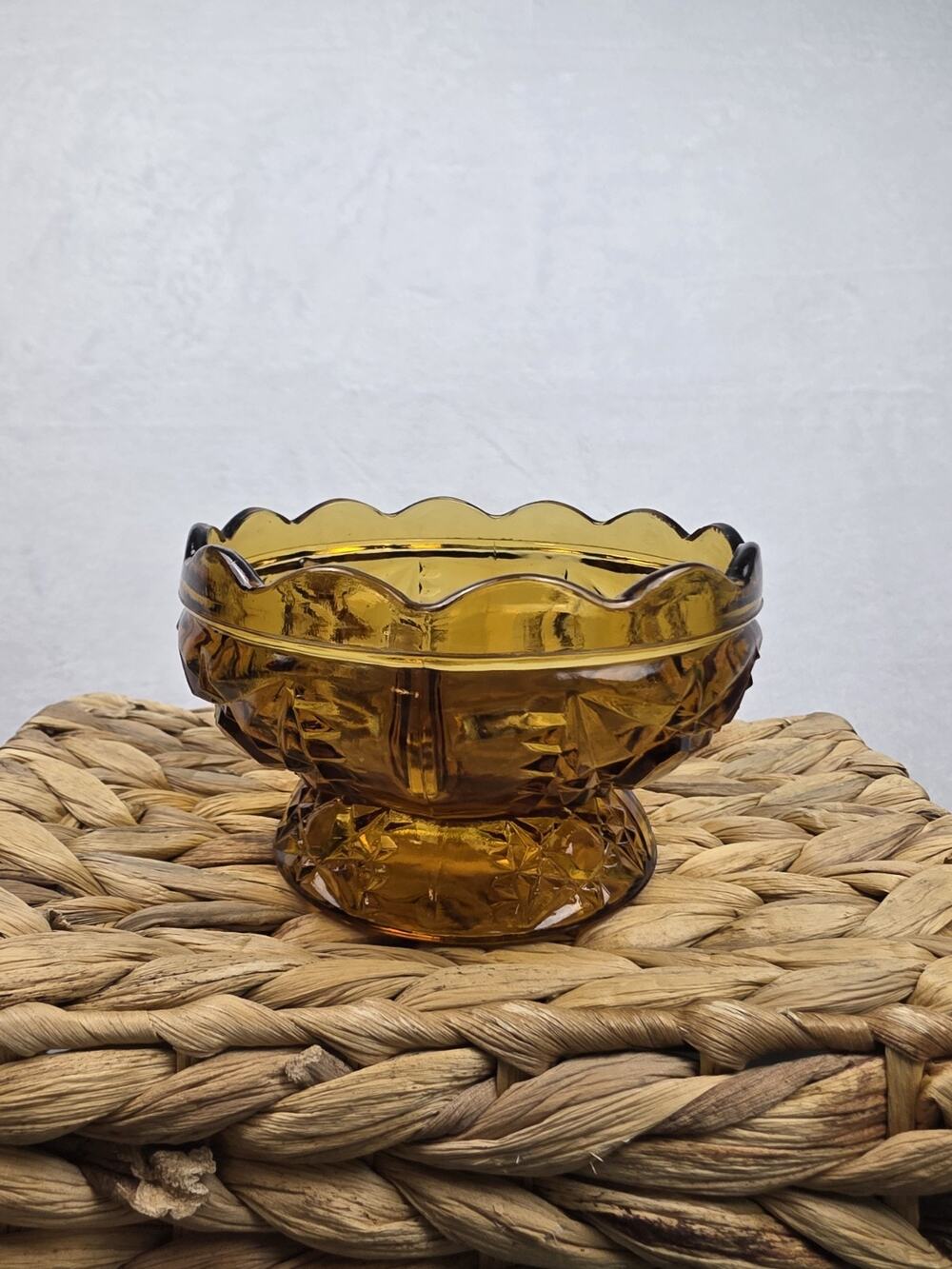 Vintage Indiana Glass Amber Stars & Bars Fairy Lamp Light Base Only 3x4.75
